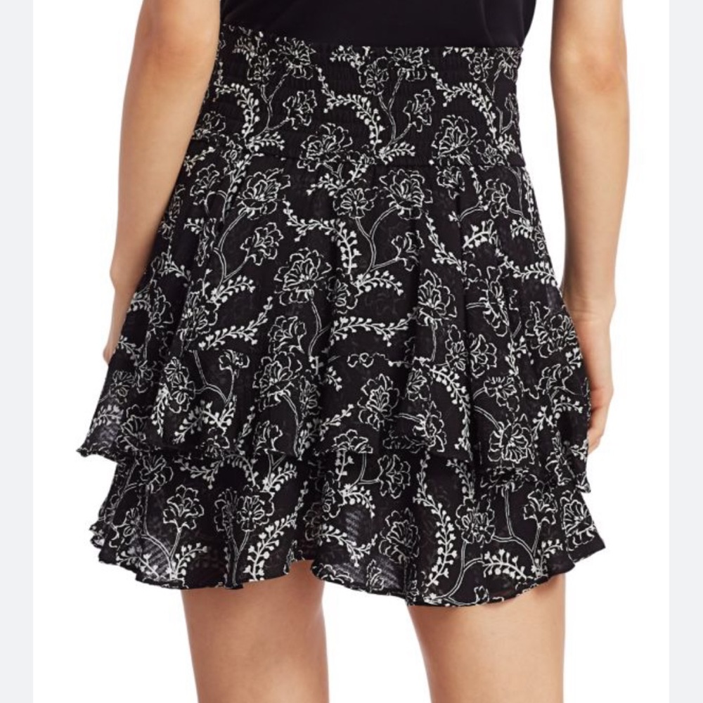 NWT ALC Plus Vera Black Tiered Silk Blend Ruffle Skirt Size 14 - Picture 3 of 13